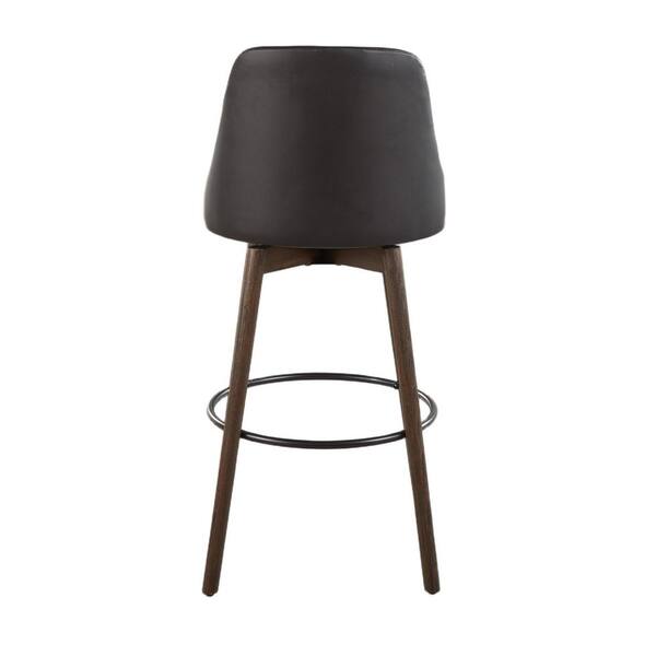 LumiSource Marcel 30.75 in. H Black Faux Leather, Glazed Walnut