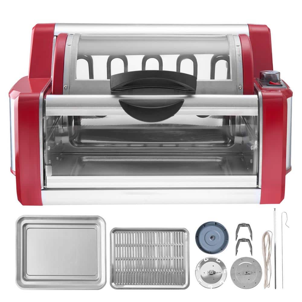 Red and Stainless Steel Electric Shawarma Grill Machine with Rotating Function