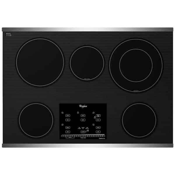 Whirlpool Gold 30 in. Radiant Electric Cooktop in Stainless Steel with 5 Elements including AccuSimmer Plus Element