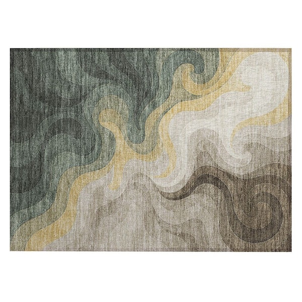 Chantille Machine Washable Indoor/Outdoor Abstract ACN2468 Basil 2 ft. x 3 ft. Area Rug