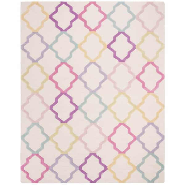 Kids 9 ft. x 12 ft. Ivory/Multi Geometric Area Rug