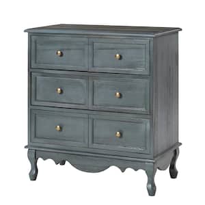 Elpenor Blue 32 in. H 3-Drawer Storage Cabinets with Adjustable Feet