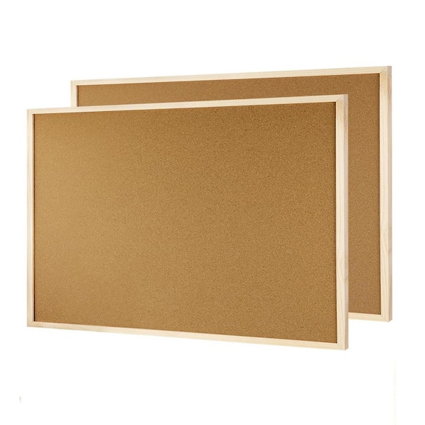 Unbranded 2 Pack Wooden Framed 17.7x13.3 Inch Cork Bulletin Board for Wall with Self-Healing Surface for Home Office Decor