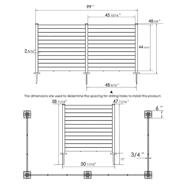 KOZYARD 48 in. Privacy Screen, 4-Panel Black Fence Kit for Outdoor Spaces