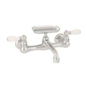Heritage 2-Handle Wall-Mount Kitchen Faucet in Polished Chrome with Soap Dish