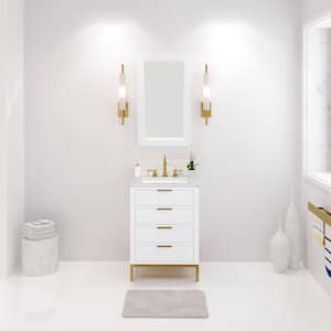 Bristol 24 in. W x 21.5 in. D Vanity in Pure White with Marble Top in White with White Basin and Hook Faucet