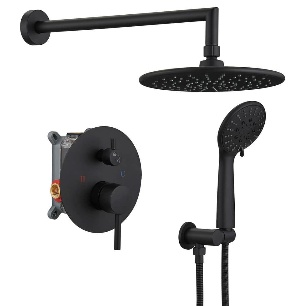 Round Single Handle 2-Spray Shower Faucet 2.5 Gpm with Pressure Balance in Matte Black (Valve Included) price history on PriceWatchPro
