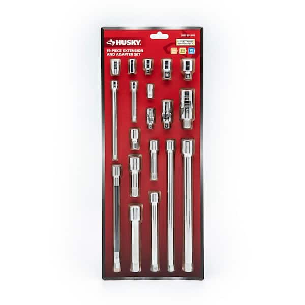 Husky - 1/4 in., 3/8 in., 1/2 in. Drive Accessory Set (19-Piece)