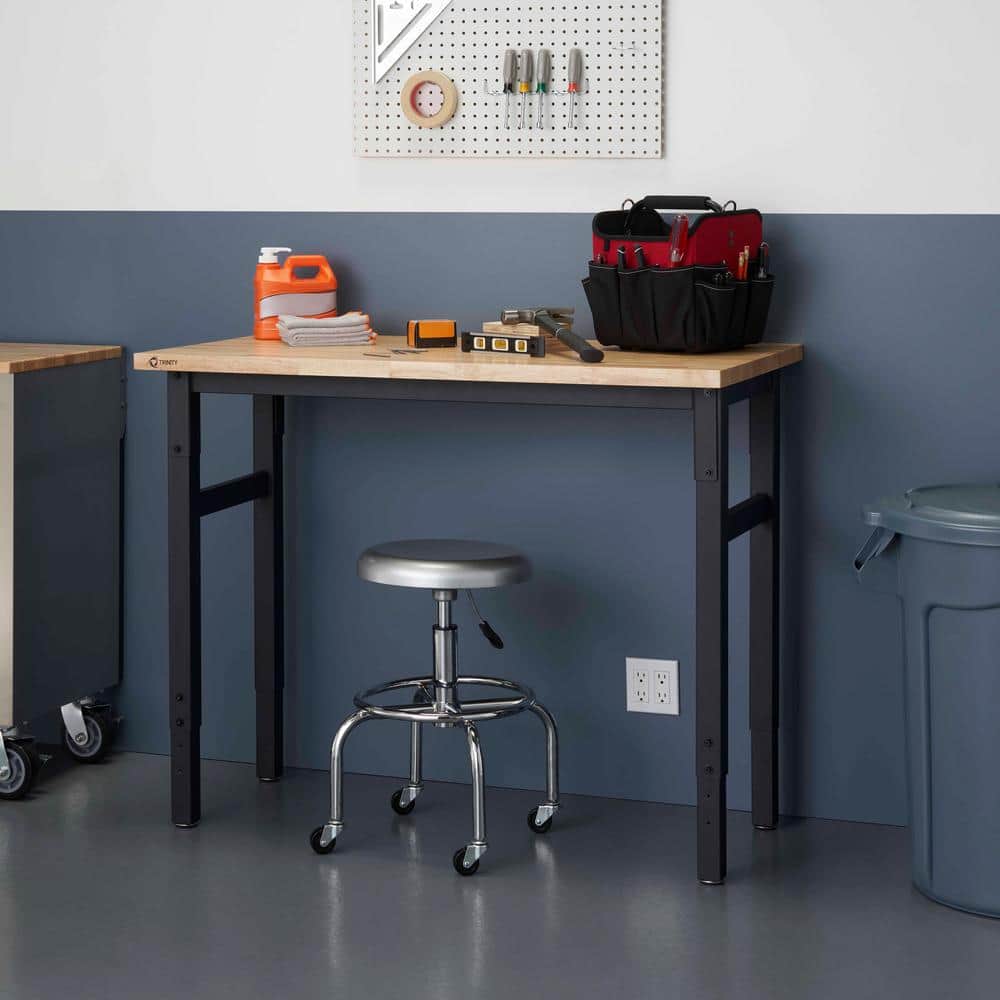 TRINITY Black 4 ft. W x 2 ft. D Adjustable Height Workbench