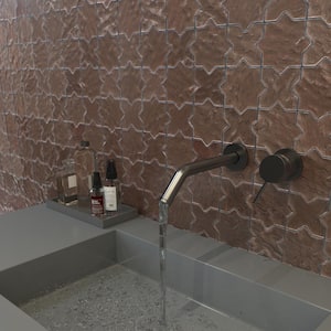 Karma Bronze 8.34 in. x 8.34 in. Star Cross Polished Glass Mosaic Wall Tile (0.48 sq. ft./each)