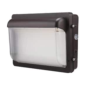 400-Watt Equivalent Modern Slim Integrated LED Bronze Wall Pack Light Adjustable 9600-13800 Lumens and CCT, Photocell