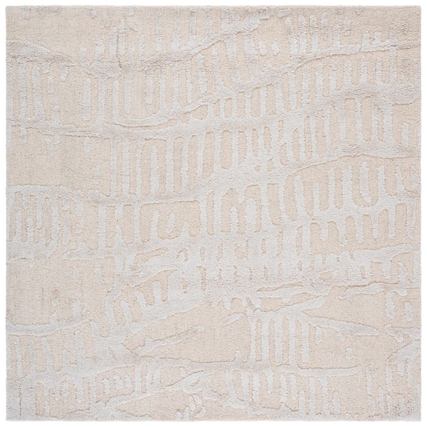 Mykonos 6 ft. x 6 ft. Ivory/Beige High-Low Drip Square Area Rug