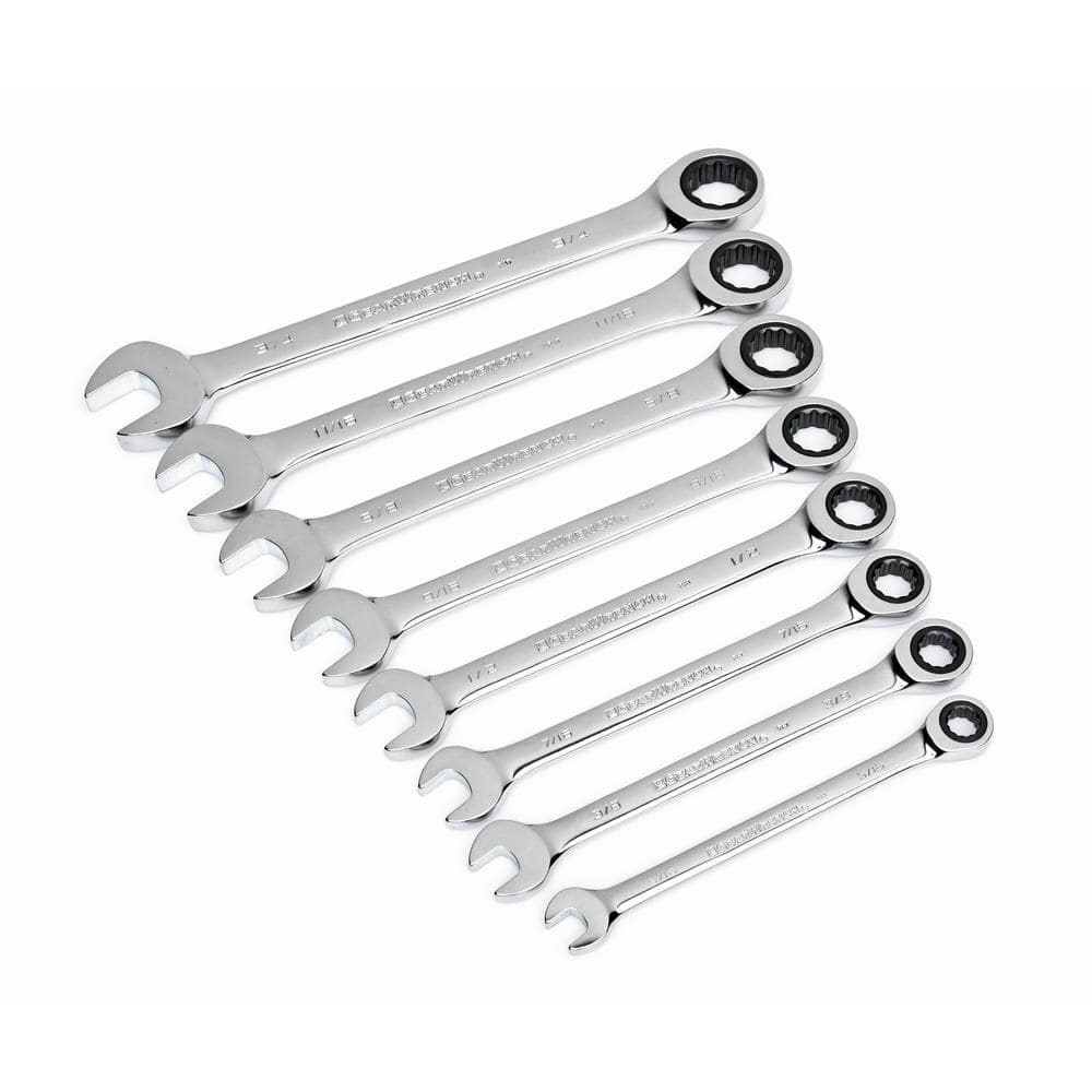 GEARWRENCH SAE 72-Tooth Combination Ratcheting Wrench Tool Set (8-Piece ...