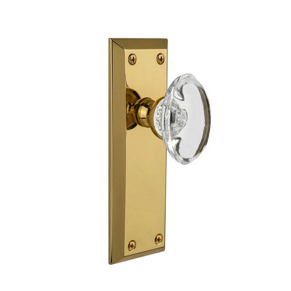 Nostalgic Warehouse Fifth Avenue Lifetime Brass Privacy Plate with Provence Crystal Knob