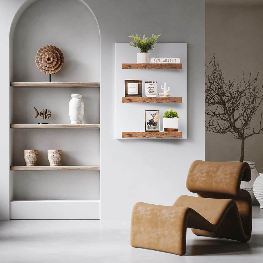 Rustic Mahogany Floating Mantel Wall Shelf, 17.6" L