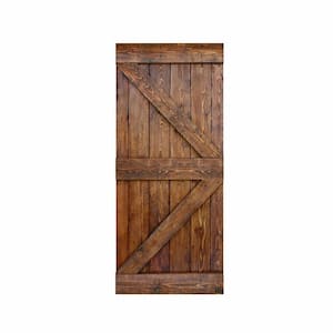 K Style 36 in. x 84 in. Carrington Finished Solid Wood Sliding Barn Door Slab - Hardware Kit Not Included