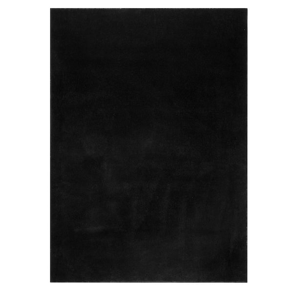Black 9 ft. x 12 ft. Solid Thick Shag Soft Washable Indoor Carpet for Living Room Hallway Bedroom Area Rug
