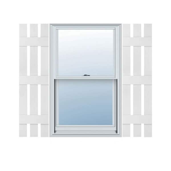 Ekena Millwork 12 in. x 71 in. Lifetime Vinyl Standard Three Board Spaced Board and Batten Shutters Pair White