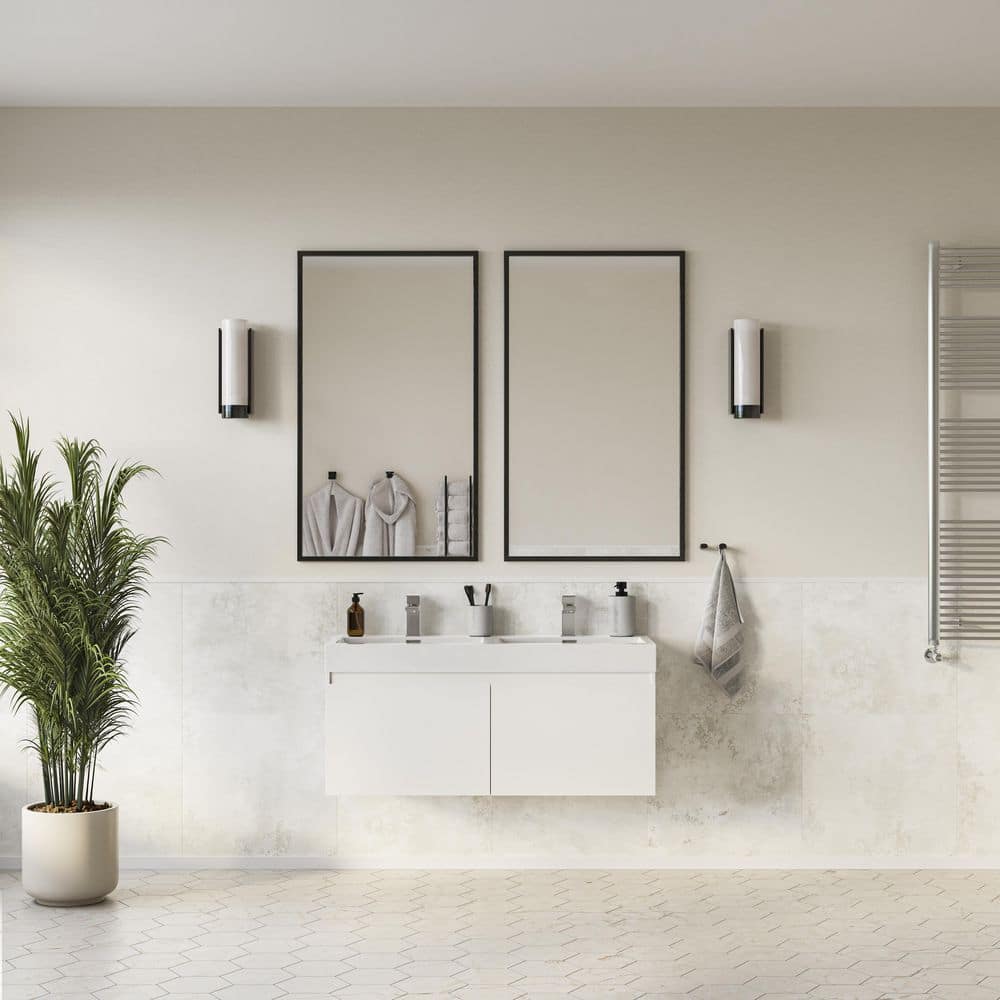 Fresca Mezzo 47 in. Modern Wall Hung Double Sink Bath Vanity