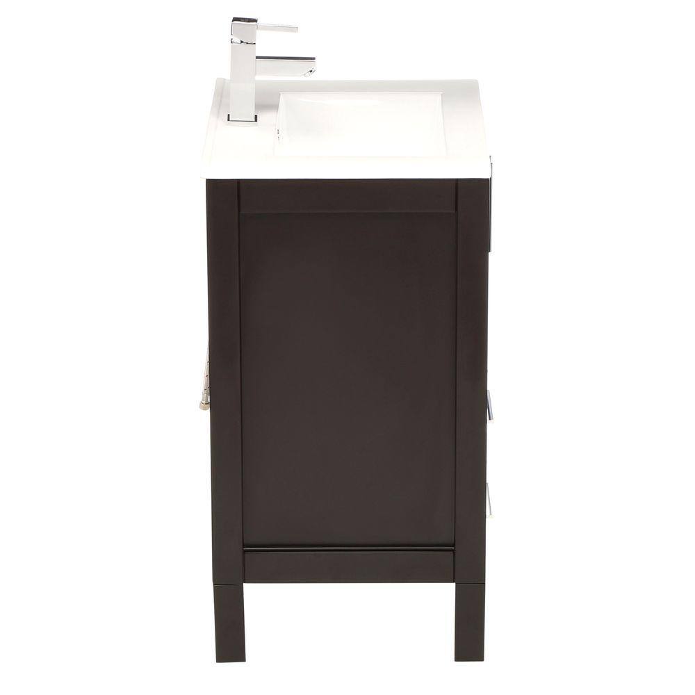 Espresso 24" Modern Free-Standing Bathroom Vanity Set with Ceramic Sink