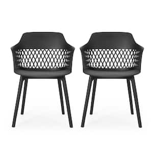 Azalea Black Faux Rattan Outdoor Patio Dining Chair (2-Pack)