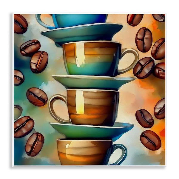Stupell Industries Ceramic Teacups and Coffee by Alina Georgescu Unframed Food Graphic Art Print 12 in. x 12 in.