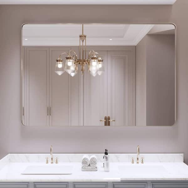 Klajowp 48 in. W x 32 in. H Small Rectangular Framed Wall Mounted Bathroom Vanity Mirror in Brushed Nickel