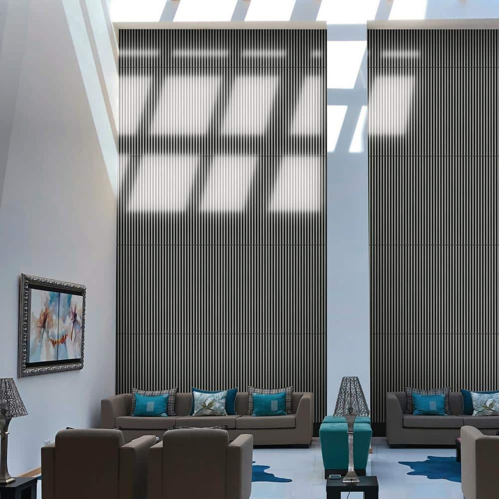 Gray 24" x 48" Wood Slat Acoustic Wall Panels with Recycled Felt Backing