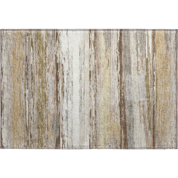 Mayfield Premium Machine Washable Abstract AMF2287 Beige 2 ft. x 3 ft. Accent Rug