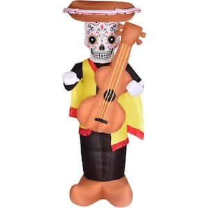 8 ft. Pre-Lit Day of the Dead Calaca with Guitar Halloween Inflatable