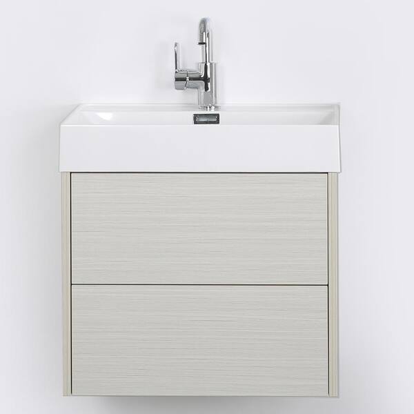 Streamline 23.6 in. W x 19.3 in. H Bath Vanity in Gray with Resin Vanity Top in White with White Basin