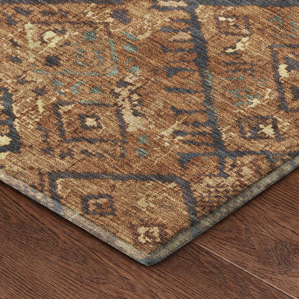 Mayfield Premium Machine Washable Abstract AMF2470 Paprika 5 ft. x 7 ft. 6 in. Area Rug