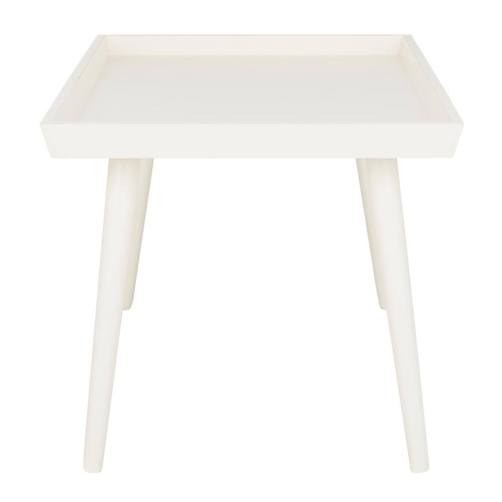 Urban Transitional 42'' Rectangular White Wood Coffee Table with Tray