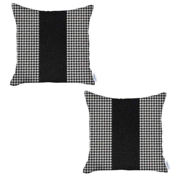 MIKE & Co. NEW YORK Bohemian Handmade Jacquard Black and Brown Square  Houndstooth 18 in. x 18 in. Throw Pillow 50-947-04-5 - The Home Depot