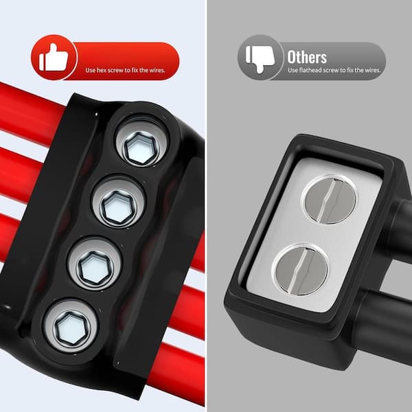 Ahfiwaso 2/0-6AWG Wire Range 4 Port Dual Entry Insulated Splice