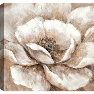 24x24 White and Brown Floral Canvas Wall Art