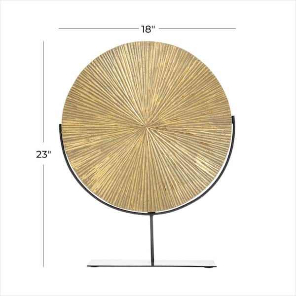 4 in. x 23 in. Gold Wood Carved Starburst Sculpture with Stand