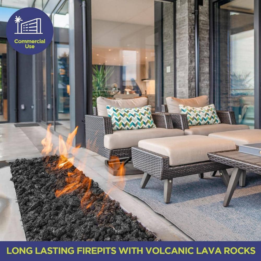 Black Volcanic Lava Rock for Fire Pits and Fireplaces - 10 lbs