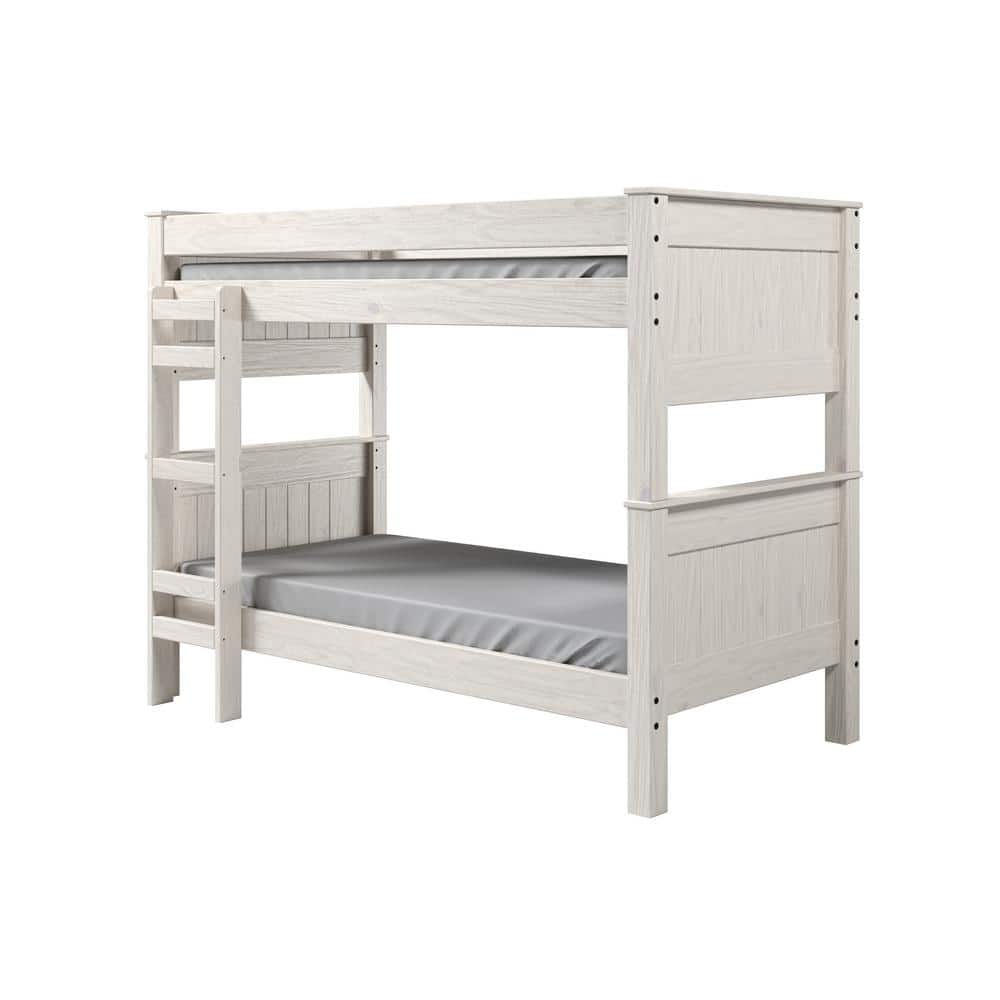 American Furniture Classics Pinecrafter Series Solid Pine Antique White Finish Stackable Twin Size Bunkbed with Ladder -  18XANT