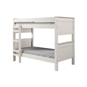 Pinecrafter Series Solid Pine Antique White Finish Stackable Twin Size Bunkbed with Ladder