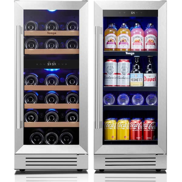 30 in. Triple Zone 28-Wine Bottles and 80-Cans Beverage and Wine Cooler Side-by-Side Built-in Refrigerators in Black