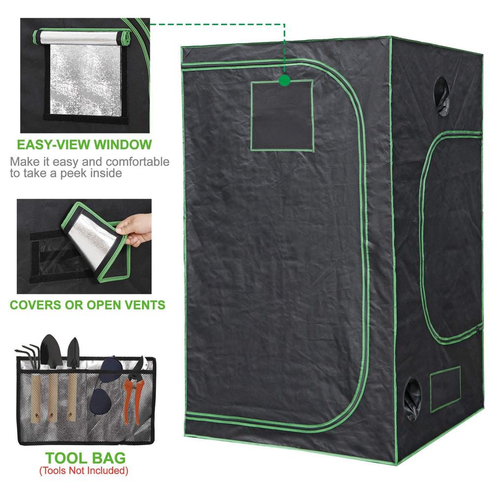 4 ft x 4 ft Green Hydroponic Grow Tent with Observation Window