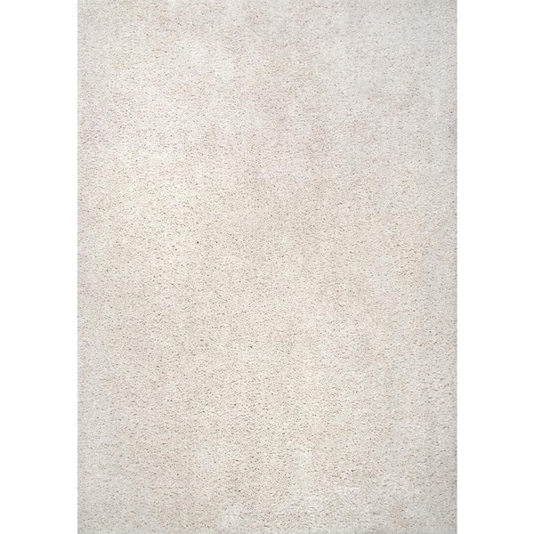 Clare Solid Shag Cream White 4 ft. x 6 ft. Area Rug
