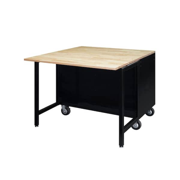 46 in. 9-Drawer Mobile Workbench with Full Length Extension Table and Legs in Black 46 in. 9-Drawer Mobile Workbench with Full Length Extension Table and Legs in Black
