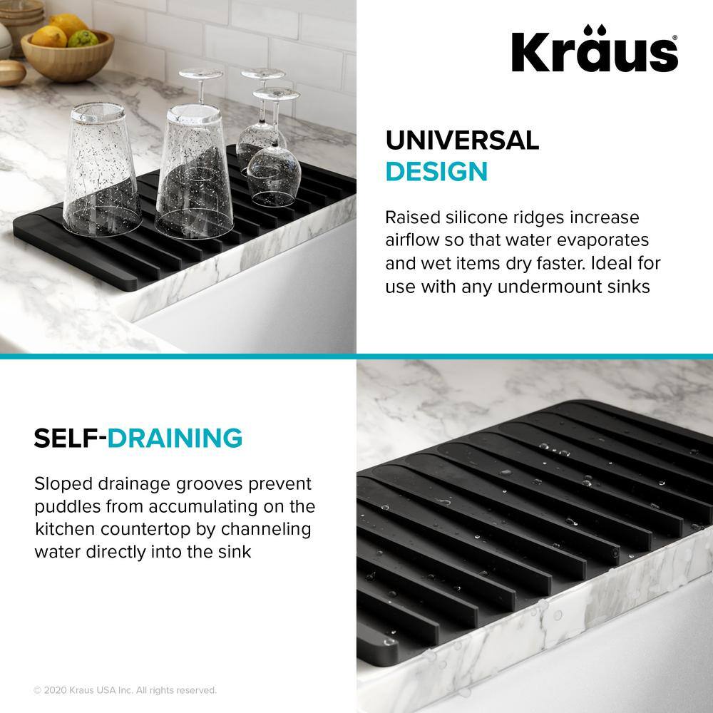 Black Silicone Self-Draining Dish Drying Mat and Trivet