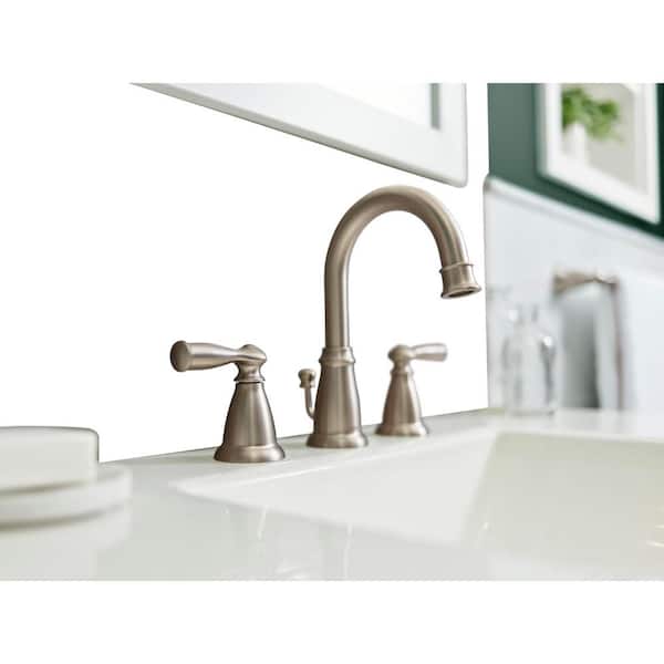 Moen Banbury WS84924SRN Two Handle High Arc Bathroom Faucet Spot Resist Brushed Nickel for sale online 