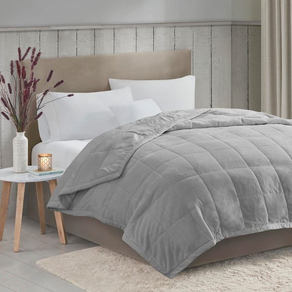 Campbell Grey Microfiber King Reversible HeiQ Smart Temperature Down Alternative Blanket