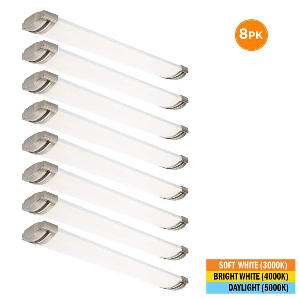 8-Pack 46 in. x 7.5 in. LED Flush Mount Ceiling Light Brushed Nickel End Caps Black Trim 5200LM 72W 3000K 4000K 5000K price history on PriceWatchPro