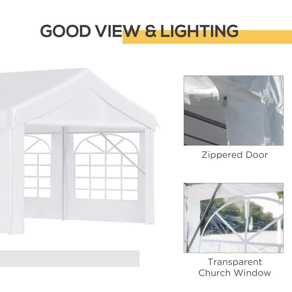 Outsunny 13' x 26' White Steel Frame Event Tent with Sidewalls