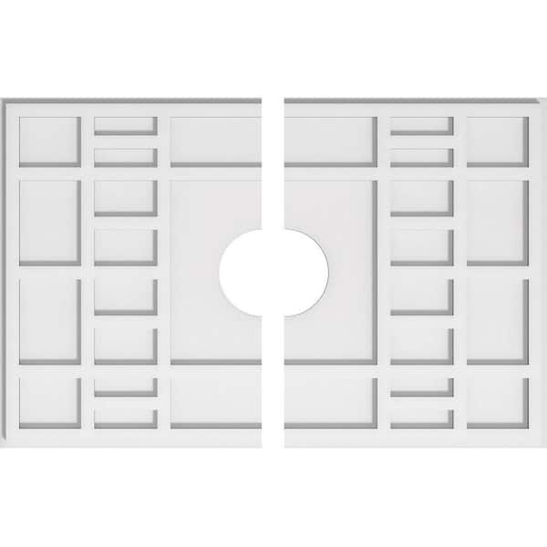 Ekena Millwork 30 in. W x 20 in. H x 5 in. ID x 1 in. P Beaux Architectural Grade PVC Contemporary Ceiling Medallion (2-Piece)